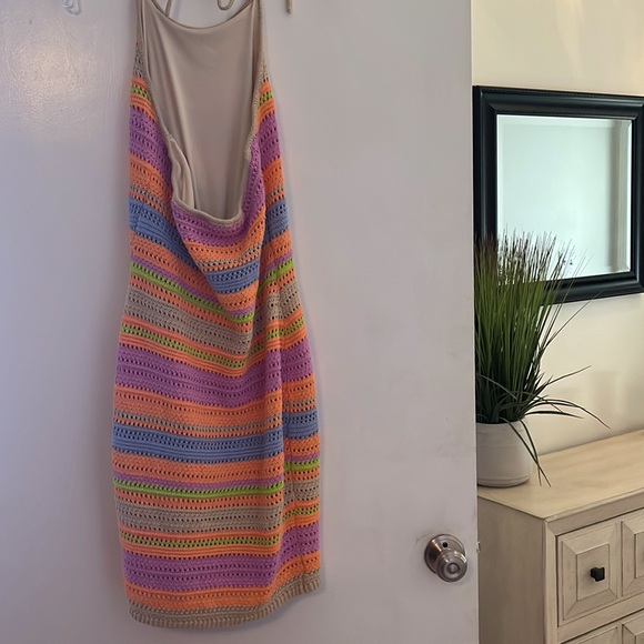 House of Harlow 1960 M crochet halter dress stripes summer - Picture 6 of 8